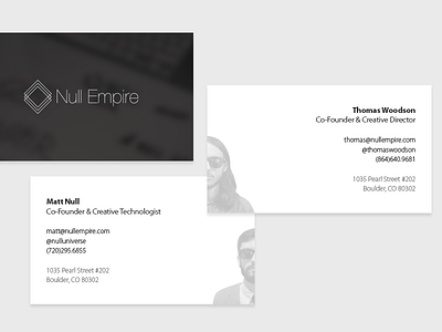 Null Empire business cards business cards designers developers null empire
