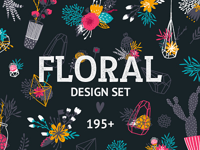 Floral design set collection floral flower illustration set vector