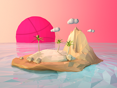Hello Dribbble c4d low poly ps