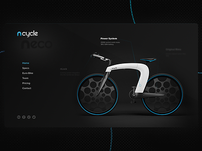 ncycle. electric bicycle bicycle black cyan electric page screen ui ux web