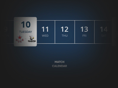 Drop-down list of matches calendar animated button calendar droplist element footbal hockey interaction match ui ux webdesign