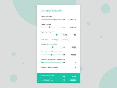 Mortgage Calculator 004 calculator clean credit dailyui design form mortgage radio button simple slider ui user experience user interface ux web