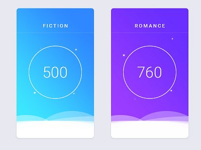 UI Cards blue cards clouds design gradient illustrations material numbers purple style ui ux