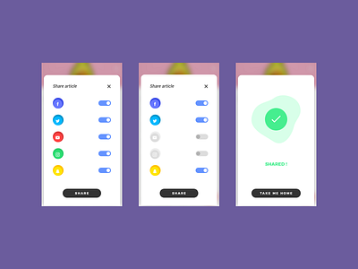 Eggfry - Social Share android app blur colors icons ios app pop up rotate share share buttons slider social success switcher trending graphics trending ui ui ui design ui ux ux web vector