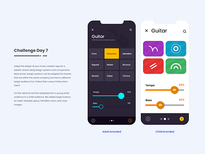 Music Creation App - Design Systems android app buttons challenge colors design systems games app guitar app ios app kids app kids art kids play kids ui mobile application music app music composition music creation app trending ui ui uiux web template