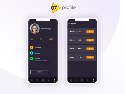 DADOS - Video Uploading App - Profile
