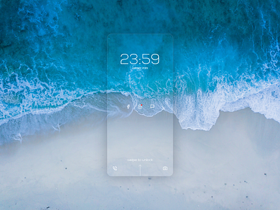 Lock screen arrow beach date facebook icons instagram instagram template lock screen message notifications time translucent transparent ui unlcok screen ux wallpaper water web app webdesign