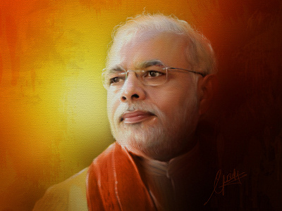 Digital Painting digital painting huion narendra modi oil painting painting pm of india portrait