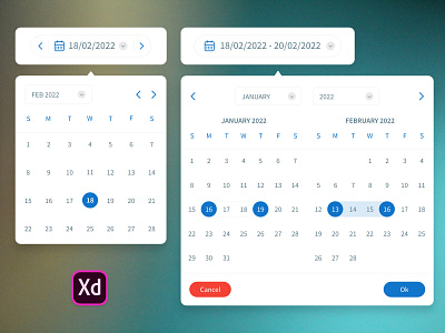 Web Date Picker component date picker date range design ui ux web xd