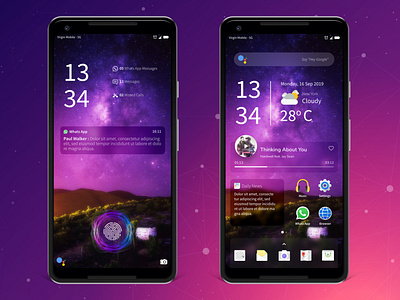 Custom Mobile UI design home screen icon launcher lock screen music player screen typography ui ux