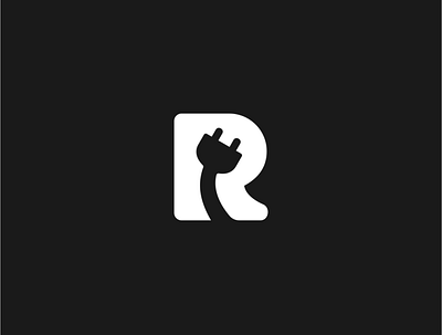R + plug logo letter logo plug r