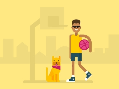 Dribbble 80`s basketball city dog retro sneakers streetball