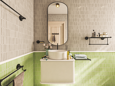 Pastel Colors Bathroom Interior Design. 3d visualization architectural design bathroom design interior design room design ideas