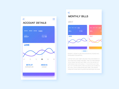 Financial APP app card curve design fnancial investment month recommend statistics ui ux