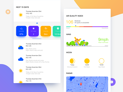 Weather App app blue card cloudy cold simple ui violet weather winter