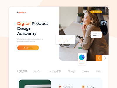 Digital Product Design Academy Landing Page academy branding design digital figma figmadesign illustration logo ui ux web website