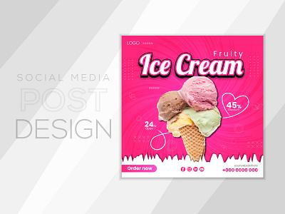 Fast Food ice cream social media banner post design. dessert banner