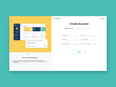 Sign Up - Create Account - Tax Filing app design login prototype signup ui ux web