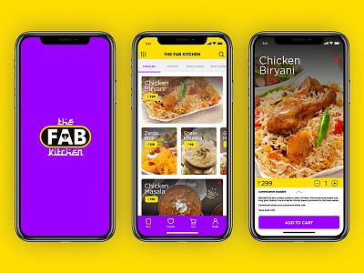 The Fab Kitchen - Food Ordering Application aftereffects animation application food mobile app motion graphics restaurant tracking ui user experience user interface ux