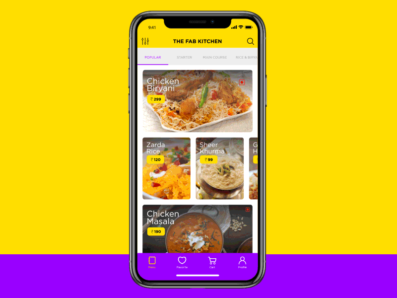 Food Delivey App Menu