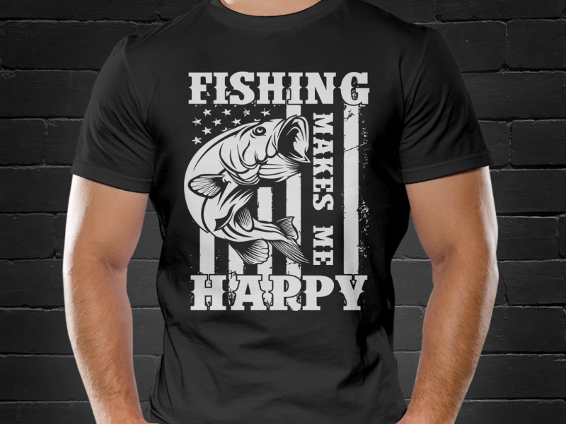 Fishing Makes me Happy - Fishing T-Shirt Design by Rashed Khan on Dribbble