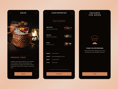 Fine Dining Restaurant Booking - Mobile App - 3 graphic design mobile app ui ux