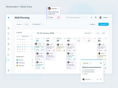 Shift planning feature concept for Connectavo calender clean interaction design leave management shift creation shift planning shifts ui ui design ux design web week