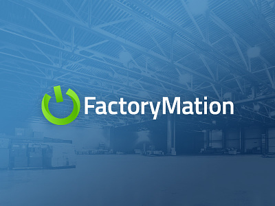 FactoryMation blue design factory green identity industrial logo logo design power symbol typography