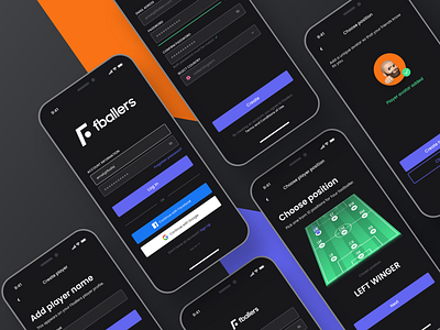 Football Manager App - Register and Player Profile app application design footbal game interface manager mobile product sport ui ux
