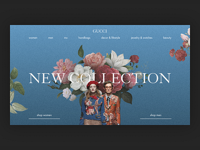 First screen for Gucci branding design illustration landing site store studio ui ux