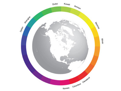 Mono Global Color 1 3d bw cmyk color earth globe grayscale grid index map radial rainbow rgb