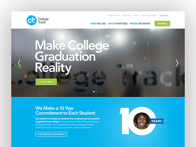 College Track bold design development homepage non profit npo responsive rwd video