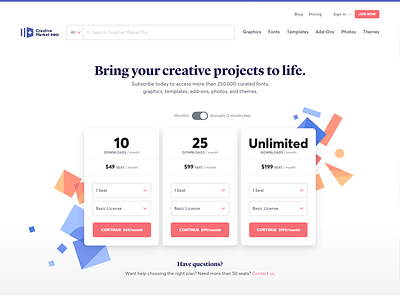 Creative Market Pro - Pricing Page