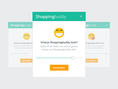 Feedback slider for Shoppingbuddy emoji feedback pop-up shoppingbuddy slider ui ux web