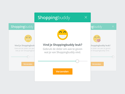 Feedback slider for Shoppingbuddy emoji feedback pop up shoppingbuddy slider ui ux web