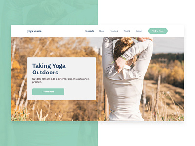 Hero section design for a yoga related website.