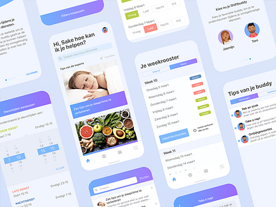 ShiftBuddy App app cards gradient ios iphone isometric uiux