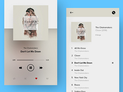 Music Player App clean flat mobile music shots simple ui