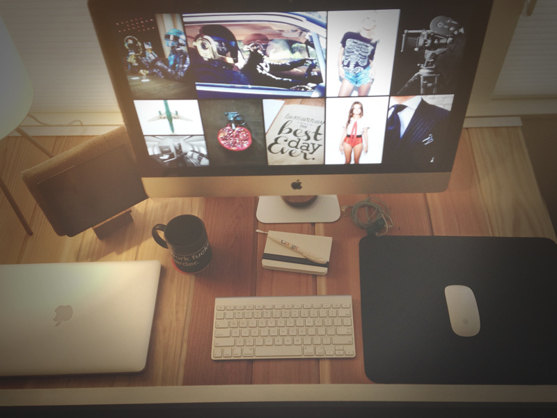 When I work from home... workspace remote workstation home mac design freelance creative desk