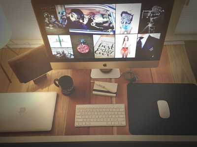 When I work from home... creative design desk freelance home mac remote workspace workstation