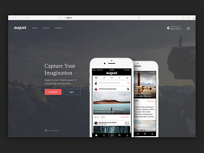 New August Landing Page app august design ios iphone landing marketing photography scroll
