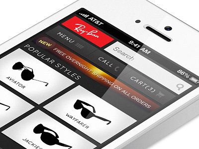 Ray-Ban Mobile Shopping Experience Design commerce design iphone mobile ray ban store ui ux