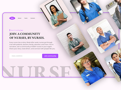 Online community for nurses - Landing page