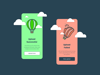 Dailyui Day 11 - Error and Success state balloon screen 011 adobexd app dailyui design design challenge fail graphic illustration mobile retry state success success message ui upload ux uxdesign