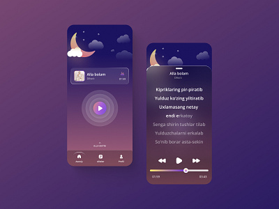 Lullaby mobile app design exploration app child dark listening lullaby mother music tashkent uzbekistan