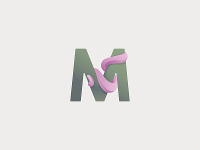 M design illustration letter logo logodesign logotype m m letter m logo m symbol monogram octopus octopus tentacles ribbon logo symbol typography vector