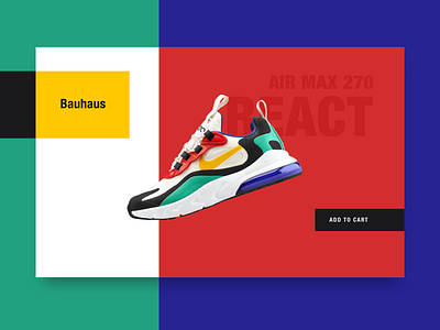 nike bauhaus after effect bauhaus blues branding concept design ecommerce info card landing nike product card promotion red sneakers ui ui design uiux web web design yellows