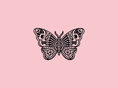 Peace band butterfly design dooom illustration logo merch skull tattoo