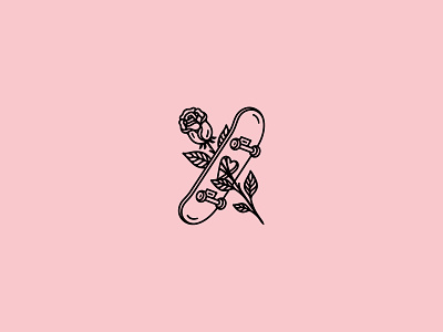 Skater band design illustration logo merch minimal rad rose skateboarding skater tattoo