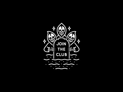 Join The Club band design dooom merch occult pop punk reaper tattoo